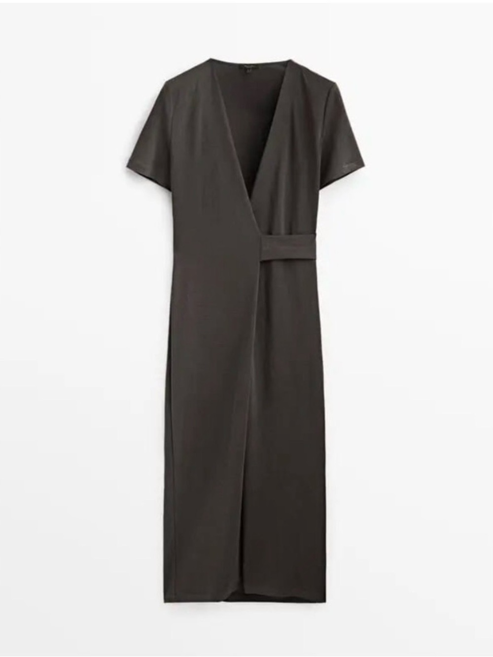 Massimo Dutti Classic Slate Gray Wrap-Style Maxi Dress XS